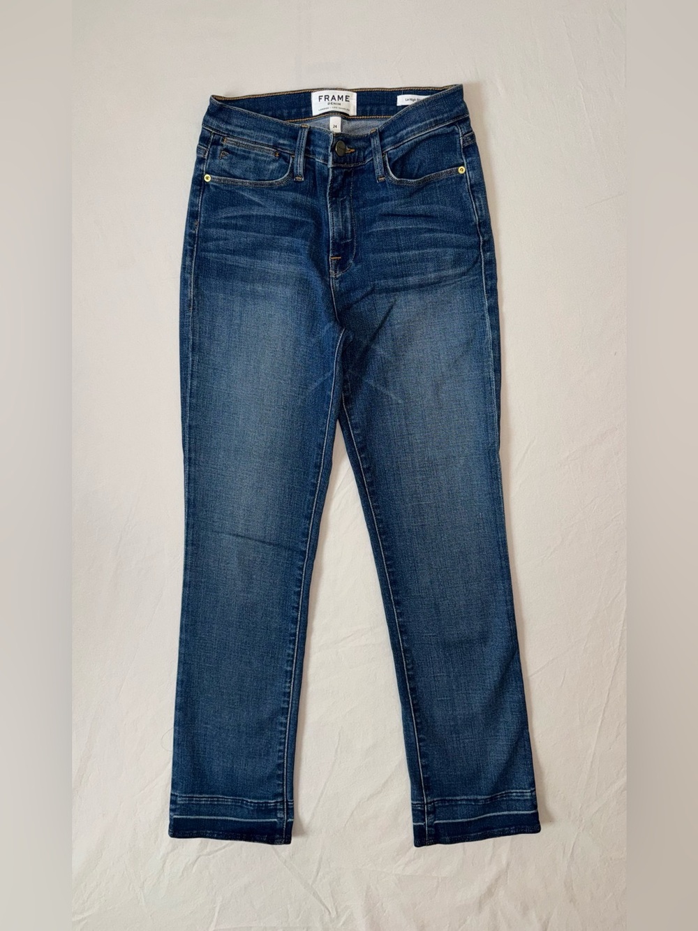 Women’s Frame Denim Le High Straight Jeans in Dark Blue Wash Size 24